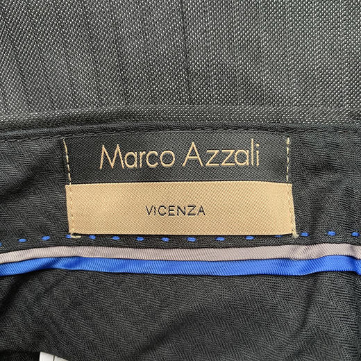 Marco Azzali 黑色竖条纹羊毛西裤  Q2909200 商品图2