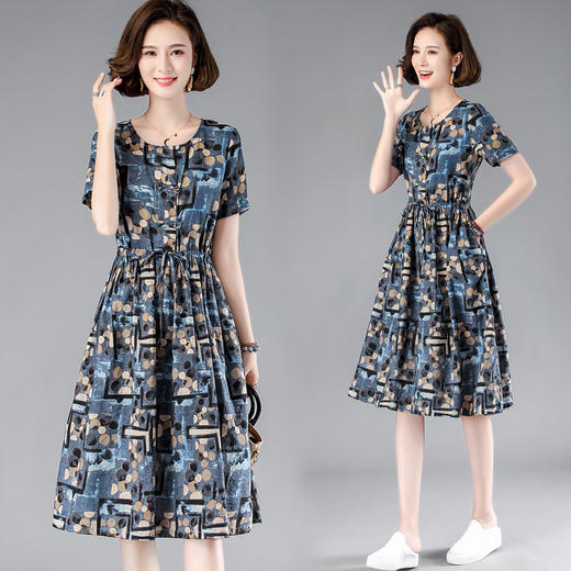 WZNH- MCXZ215夏季减龄显瘦收腰短袖潮流连衣裙 商品图0