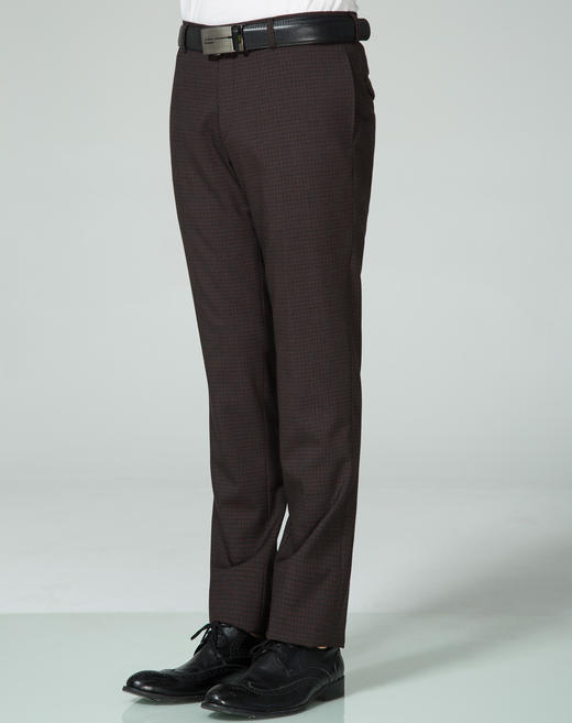 Marco Azzali 咖啡色细格子羊毛毛西裤 P3106400 商品图1