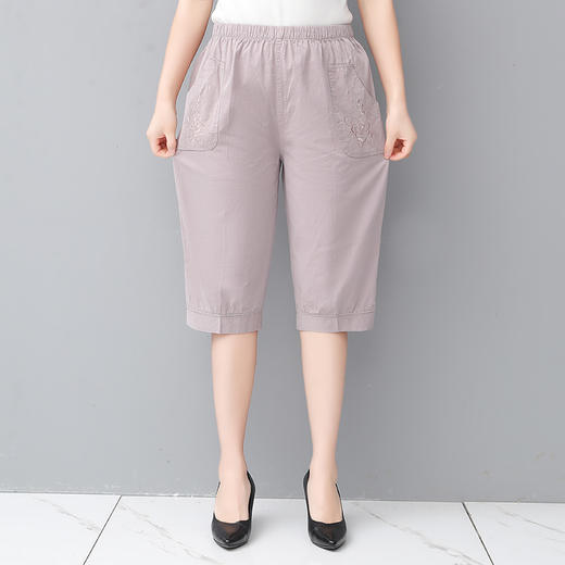MQ-SF-K306夏季新款松紧高腰纯棉大码七分裤YY 商品图2