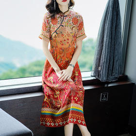 WWM-81226夏季新款真丝渐变色改良旗袍裙