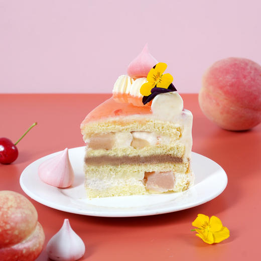 momoko蜜桃家桃白白乳脂奶油白桃生日蛋糕