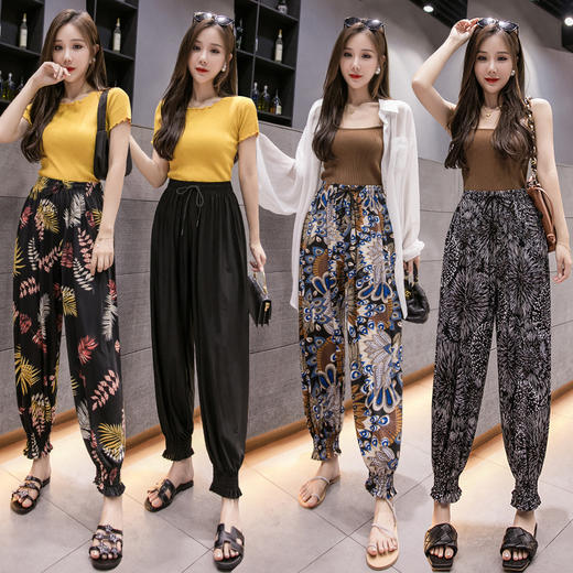 MQ-QQ616夏季新款薄款花色冰丝宽松时尚灯笼裤YY 商品图1