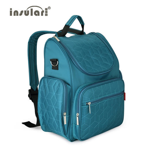 【好看实用，又不会撞包的妈咪包】茵秀丽insular时尚双肩包多功能抗菌面料妈妈包母婴包防水尼龙背包妈妈带宝宝外出门手提大容量待产包轻便尿布包奶瓶包收纳袋儿童餐具水杯子 商品图4