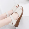 【服饰鞋包】 *镂空包头凉鞋女增高厚底坡跟休闲简约妈妈凉鞋女白色大码 商品缩略图0
