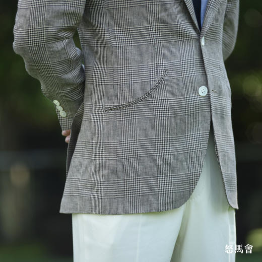 Baird McNutt 高克重爱尔兰亚麻棕色亲王格全麻衬单西 商品图8