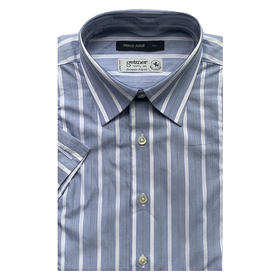 Marco Azzali 蓝色竖条纹GETZNER短袖衬衫  C3256600