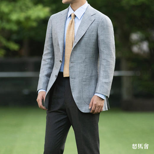 Huddersfield Bamboo 天然竹织物灰色全麻衬单西 商品图1