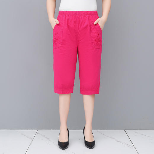 MQ-SF-K306夏季新款松紧高腰纯棉大码七分裤YY 商品图1