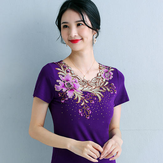 ZZ-LA06550新款妈妈装棉t恤洋气减龄外穿短袖小衫 商品图1