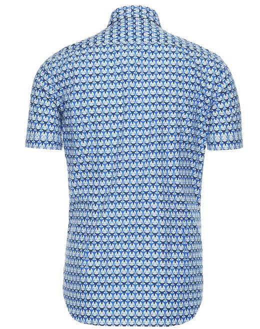 Marco Azzali 蓝色LEGGIUNO面料短袖衬衫  C3455600 商品图1