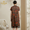 【香云纱】乔万尼夏季新款桑蚕丝连衣裙复古印花气质短袖女中长真丝裙ES2G163 商品缩略图3