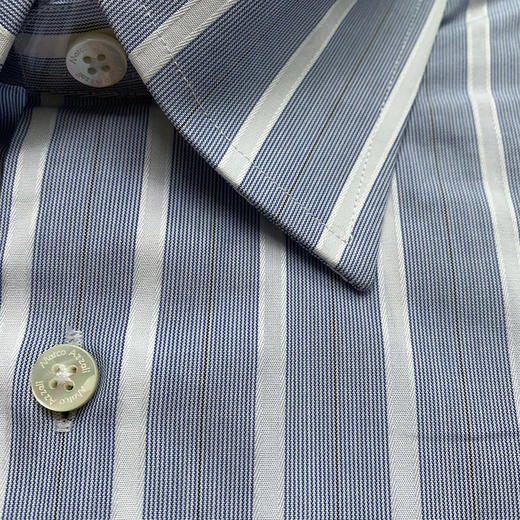 Marco Azzali 蓝色竖条纹GETZNER短袖衬衫  C3256600 商品图2