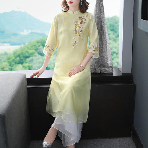 FL-1092中国风刺绣改良旗袍立领连衣裙 商品图2