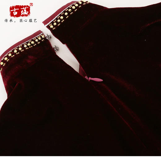 GY-SD021-023爆款妈妈装钉珠刺绣短款日常七分袖旗袍裙 商品图2