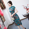 QQ-9715新款复古碎花真丝旗袍裙 商品缩略图1