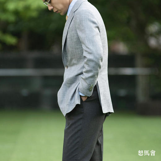 Huddersfield Bamboo 天然竹织物灰色全麻衬单西 商品图3