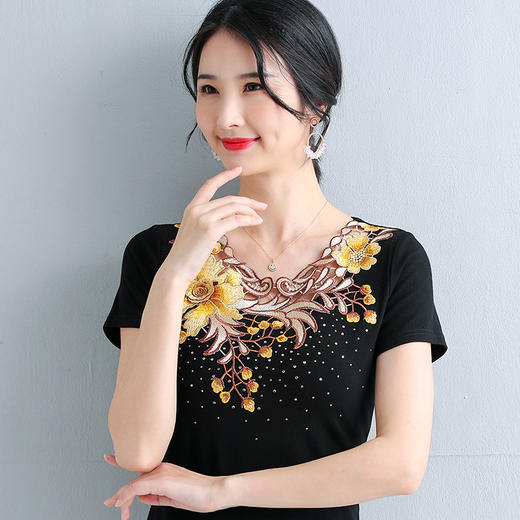 ZZ-LA06550新款妈妈装棉t恤洋气减龄外穿短袖小衫 商品图2