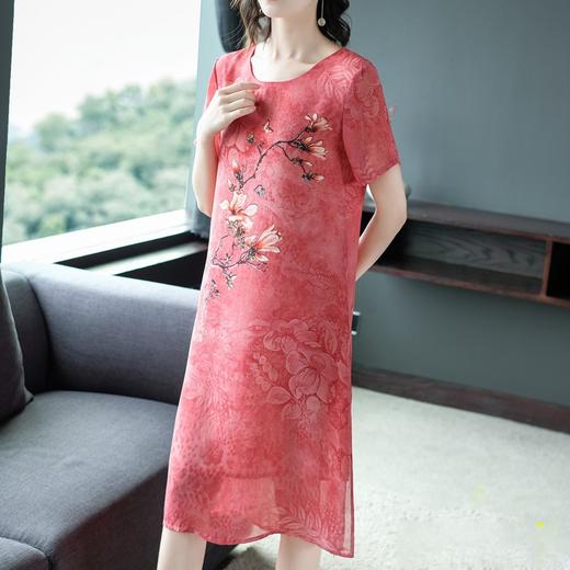 MQ-FHSQ9985夏季时尚气质短袖过膝雪纺连衣裙YY 商品图1