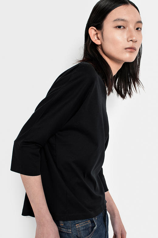 【特价清仓】女士新疆丝光长绒棉80支廓形圆领T恤 商品图1