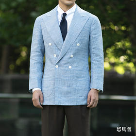 Baird McNutt 高克重爱尔兰亚麻蓝色亲王格全麻衬单西「2色可选」