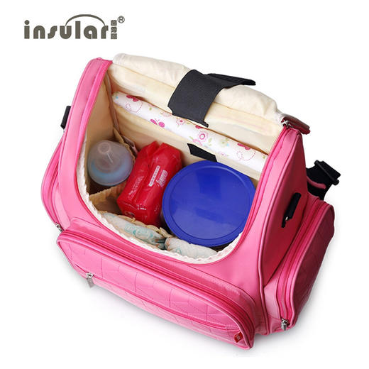 【好看实用，又不会撞包的妈咪包】茵秀丽insular时尚双肩包多功能抗菌面料妈妈包母婴包防水尼龙背包妈妈带宝宝外出门手提大容量待产包轻便尿布包奶瓶包收纳袋儿童餐具水杯子 商品图2