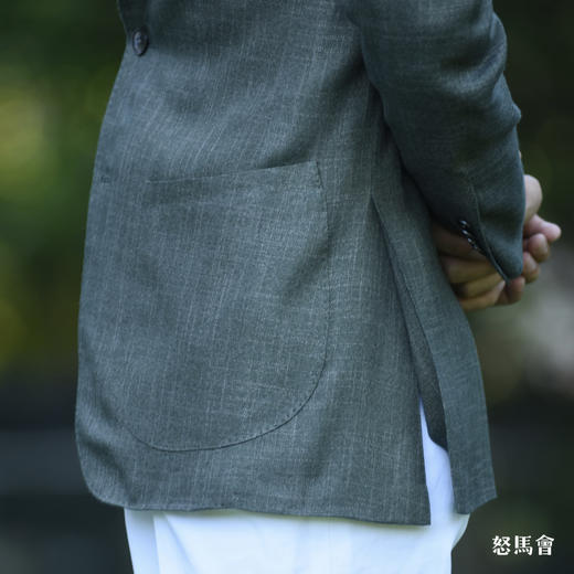 Huddersfield Bamboo 天然竹织物绿色全麻衬单西 商品图6