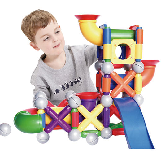 贝磁磁力棒儿童益智玩具82片+管道+滑滑梯 商品图2