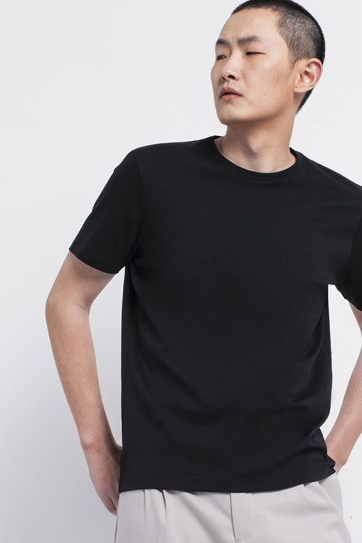 男士2020新疆长绒棉80支纱圆领白T恤 商品图3