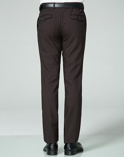 Marco Azzali 咖啡色细格子羊毛毛西裤 P3106400 商品图2