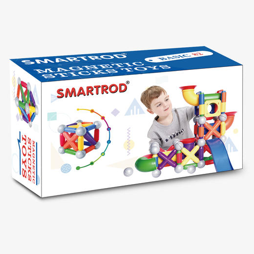 贝磁磁力棒儿童益智玩具82片+管道+滑滑梯 商品图0