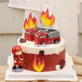 消防员救火工程车蛋糕