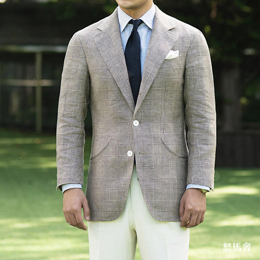 Baird McNutt 高克重爱尔兰亚麻棕色亲王格全麻衬单西 商品图1