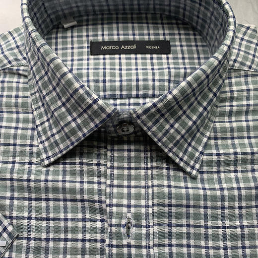 Marco Azzali 绿色格子短袖衬衫 FACEC55700 商品图1