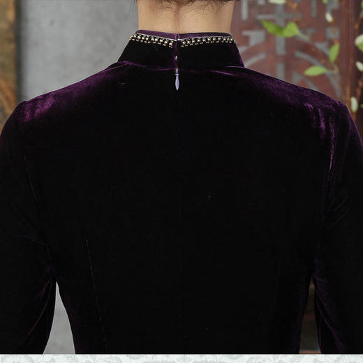 GY-SD021-023爆款妈妈装钉珠刺绣短款日常七分袖旗袍裙 商品图7