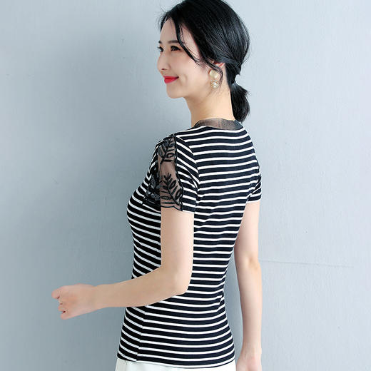 ZZ-LA06530针织衫半袖妈妈装短袖V领上衣显瘦潮体桖 商品图2