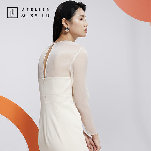 AtelierMissLu—温柔白拼纱设计感礼服裙/0000590A 商品图3