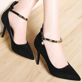 MLKL-6Q395新款尖头高跟细跟性感女单鞋一字扣潮