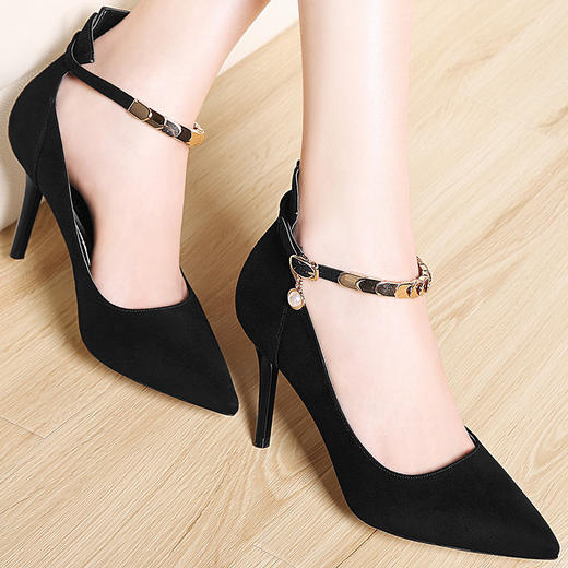 MLKL-6Q395新款尖头高跟细跟性感女单鞋一字扣潮 商品图0