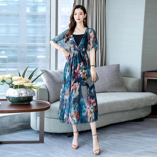 WZNH-NJL1911夏季中长款优雅舒适简约时尚潮流两件套裙 商品图4