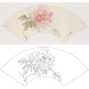张莉莉没骨画工笔花鸟白描底稿-牡丹扇面小品-ZA37 商品缩略图0