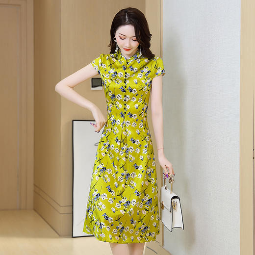 上海旗袍厂ASE-2277真丝印花连衣裙 商品图6