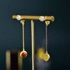 HTY-se4939复古风925纯银镀金方形镶嵌南红耳环 商品缩略图2