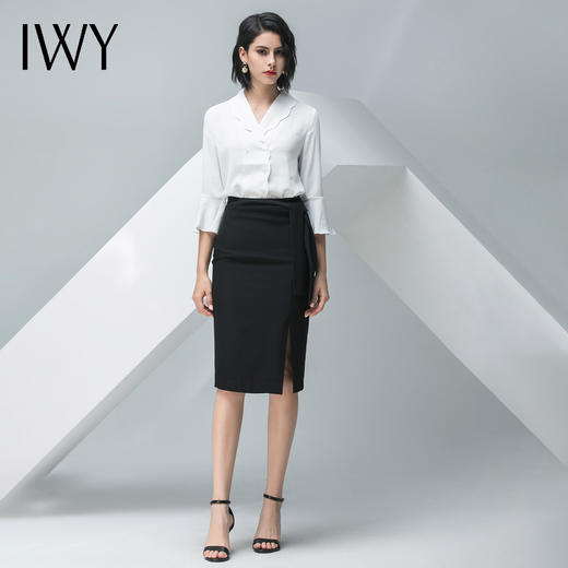 IWY/白色短袖衬衫黑色半裙套装B10234+S10240 商品图9