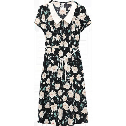 MQ-1227-2017夏新款韩版修身系带时尚拼接娃娃领过膝a字裙YY 商品图4