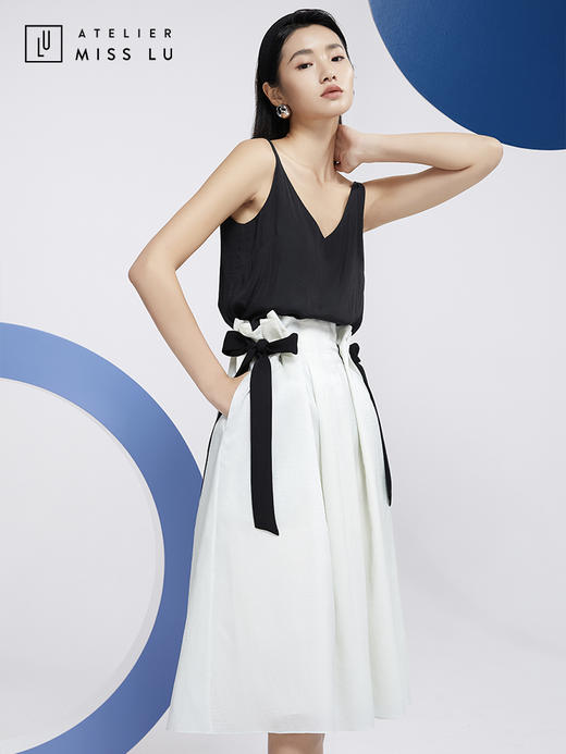 AtelierMissLu—薄荷绿两侧抽带半身裙/00077A 商品图5