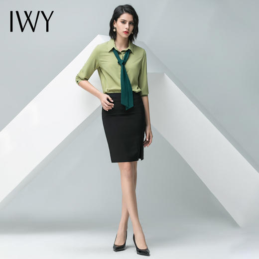 IWY/绿色短袖衬衫黑色半裙套装B32+S10242 商品图7