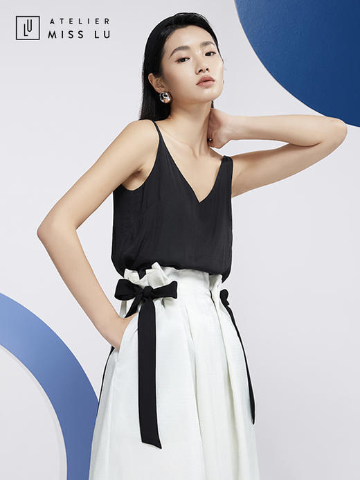 AtelierMissLu—黑色真丝V领吊带/00158 商品图5
