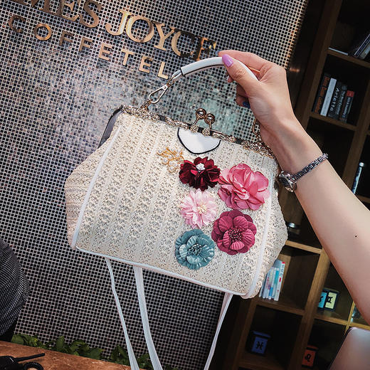 AML-906-1529潮版编织花朵贝壳包夏天链条单肩斜挎草编包 商品图0