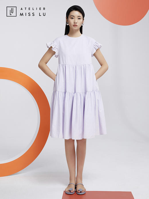 AtelierMissLu—浅熏紫荷花袖蛋糕裙/0000615 商品图4